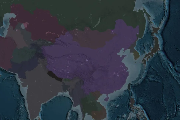 Forma China Separada Pela Dessaturação Áreas Vizinhas Mapa Elevação Colorido — Fotografia de Stock