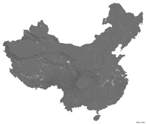 Forma China Com Sua Capital Isolada Fundo Branco Mapa Elevação — Fotografia de Stock