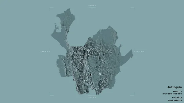 Area Antioquia Department Colombia Isolated Solid Background Georeferenced Bounding Box — Stock Photo, Image