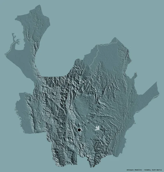 Form Von Antioquia Department Von Kolumbien Mit Seiner Hauptstadt Isoliert — Stockfoto
