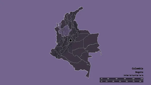 Forma Desnaturalizada Colombia Con Capital Principal División Regional Área Separada —  Fotos de Stock