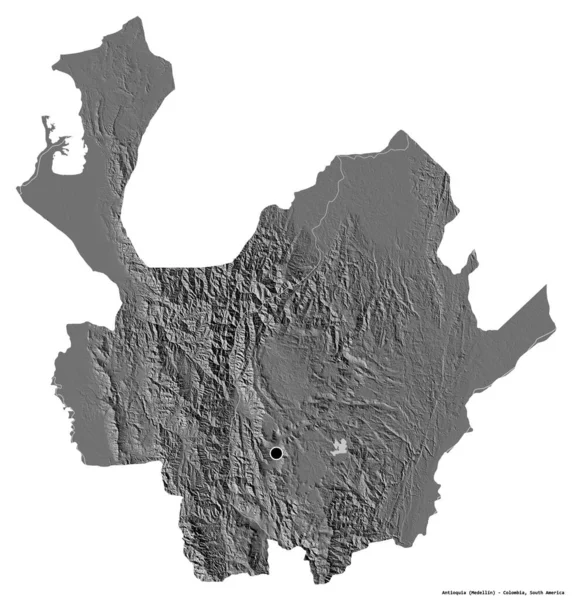 Forme Antioquia Département Colombie Avec Capitale Isolée Sur Fond Blanc — Photo