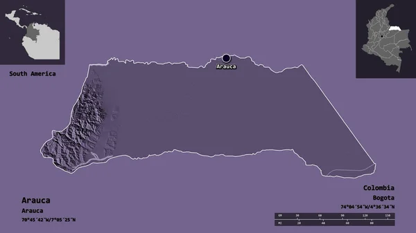 Σχήμα Arauca Πρόθεση Της Κολομβίας Και Την Πρωτεύουσά Της Κλίμακα — Φωτογραφία Αρχείου