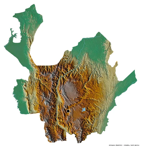 Kształt Antioquia Departament Kolumbii Jego Kapitału Izolowane Białym Tle Mapa — Zdjęcie stockowe