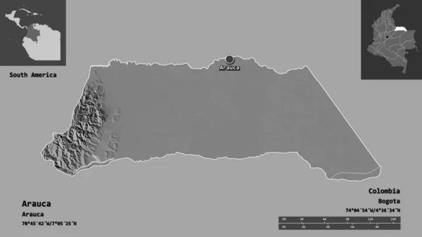 Forma Arauca Intendencia Colombia Capital Escala Distancia Vistas Previas Etiquetas — Foto de Stock