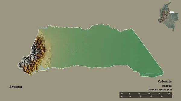 Форма Арауки Інтендант Колумбії Столицею Ізольованою Твердому Тлі Масштаб Відстаней — стокове фото