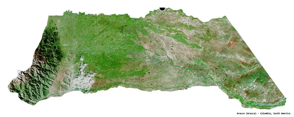 Arauca Alakja Kolumbia Szándéka Fővárosát Fehér Háttérrel Elszigetelve Műholdas Képek — Stock Fotó