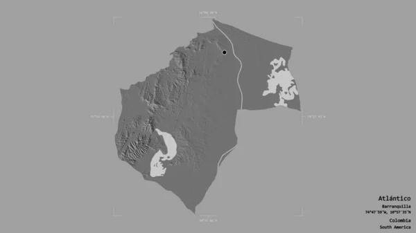 Oblast Atlantico Oblast Kolumbie Izolovaná Pevném Pozadí Georeferencované Hraniční Oblasti — Stock fotografie