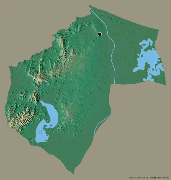 Shape Atlantico Department Colombia Mit Seiner Hauptstadt Isoliert Auf Einem — Stockfoto