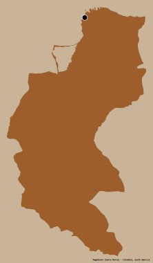 Magdalena 'nın şekli, Kolombiya departmanı, başkenti koyu renk arka planda izole edilmiş. Desenli dokuların bileşimi. 3B görüntüleme