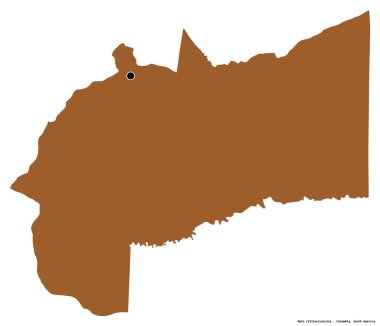 Kolombiya Meta Bölümü, başkenti beyaz arka planda izole edilmiş. Desenli dokuların bileşimi. 3B görüntüleme