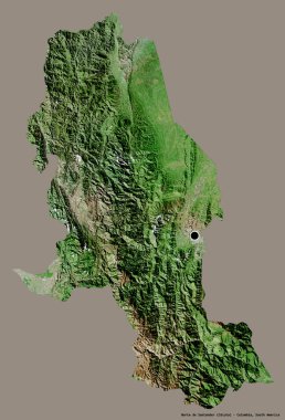 Kolombiya departmanı Norte de Santander 'ın şekli. Başkenti koyu renk arka planda izole edilmiş. Uydu görüntüleri. 3B görüntüleme
