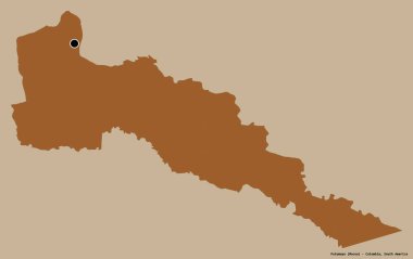 Putumayo 'nun şekli, Kolombiya' nın yoğunluğu, başkenti koyu renk arka planda izole edilmiş. Desenli dokuların bileşimi. 3B görüntüleme