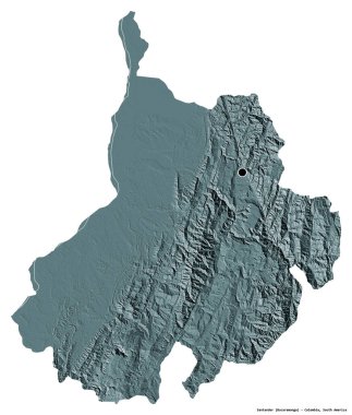 Kolombiya 'nın başkenti Santander' in beyaz arka planda izole edilmiş hali. Renkli yükseklik haritası. 3B görüntüleme