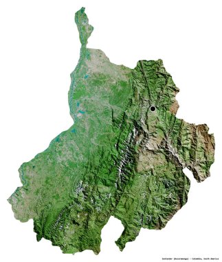 Kolombiya 'nın başkenti Santander' in beyaz arka planda izole edilmiş hali. Uydu görüntüleri. 3B görüntüleme