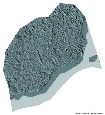 Brezilya 'nın şekli, Kongo Cumhuriyeti bölgesi, başkenti beyaz arka planda izole edilmiş. Renkli yükseklik haritası. 3B görüntüleme