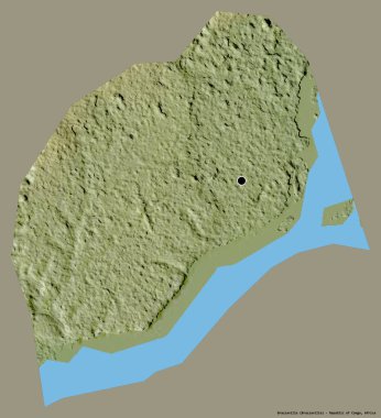 Brezilya 'nın şekli, Kongo Cumhuriyeti bölgesi, başkenti katı bir renk arkaplanı ile izole edilmiştir. Topografik yardım haritası. 3B görüntüleme