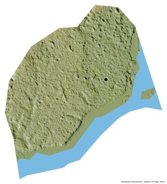 Brezilya 'nın şekli, Kongo Cumhuriyeti bölgesi, başkenti beyaz arka planda izole edilmiş. Topografik yardım haritası. 3B görüntüleme