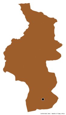 Başkenti beyaz arka planda izole edilmiş Cuvette-Ouest, Kongo Cumhuriyeti bölgesi. Desenli dokuların bileşimi. 3B görüntüleme