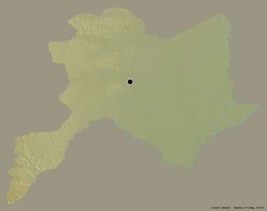 Cuvette 'in şekli, Kongo Cumhuriyeti bölgesi, başkenti katı renk arkaplanı ile izole edilmiştir. Topografik yardım haritası. 3B görüntüleme