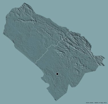 Kongo Cumhuriyeti 'nin başkenti Kouilou' nun katı renk arkaplanı ile izole edilmiş hali. Renkli yükseklik haritası. 3B görüntüleme