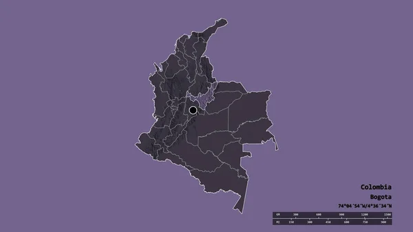 Обесцвеченная Форма Колумбии Столицей Главным Региональным Разделением Отделенной Территорией Бояка — стоковое фото