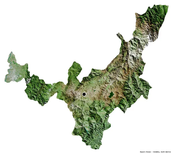 コロンビアの省ボヤカの形で 首都は白い背景に孤立しています 衛星画像 3Dレンダリング — ストック写真
