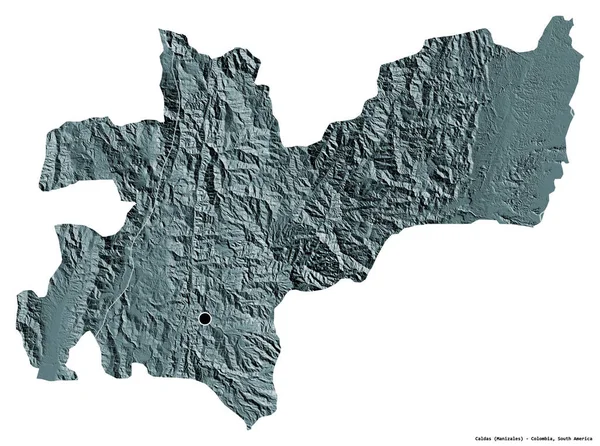 Форма Кальдас Департамент Колумбії Столицею Ізольованою Білому Тлі Кольорові Карти — стокове фото