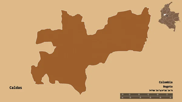 Gestalt Von Caldas Département Von Kolumbien Mit Seiner Hauptstadt Isoliert — Stockfoto