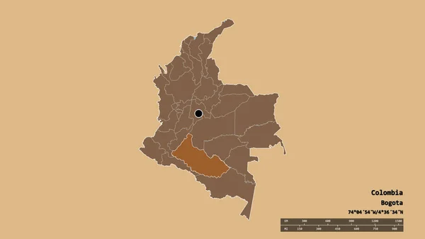 Ungesättigte Form Kolumbiens Mit Seiner Hauptstadt Der Wichtigsten Regionalen Teilung — Stockfoto