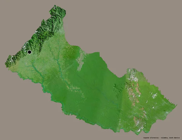 卡克塔的形状 哥伦比亚的意图 它的首都孤立在一个坚实的色彩背景 卫星图像 3D渲染 — 图库照片