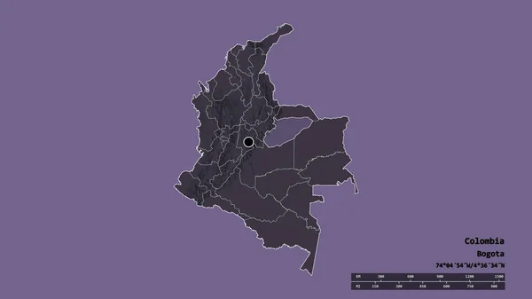 Обесцвеченная Форма Колумбии Столицей Главным Региональным Разделением Разделенной Зоной Казанаре — стоковое фото