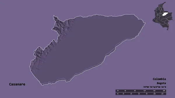 Shape Casanare Intendancy Colombia Its Capital Isolated Solid Background Distance — Stock Photo, Image