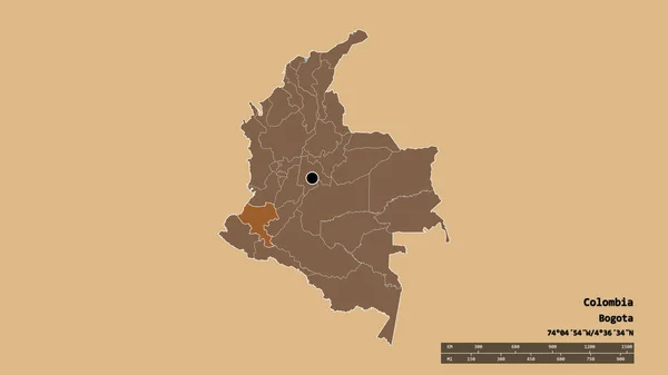 수도이자 분단이 콜롬비아의 모습과 지역이 있었다 라벨이요 패턴이 텍스처 렌더링 — 스톡 사진