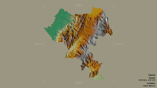 コロンビア省のコーカサス地域は 洗練された境界線の箱の中にしっかりとした背景に隔離されています ラベル 地形図 3Dレンダリング — ストック写真