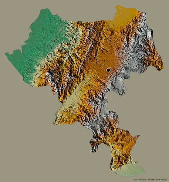 Form Cauca Departementet Colombia Med Sin Huvudstad Isolerad Solid Färg — Stockfoto