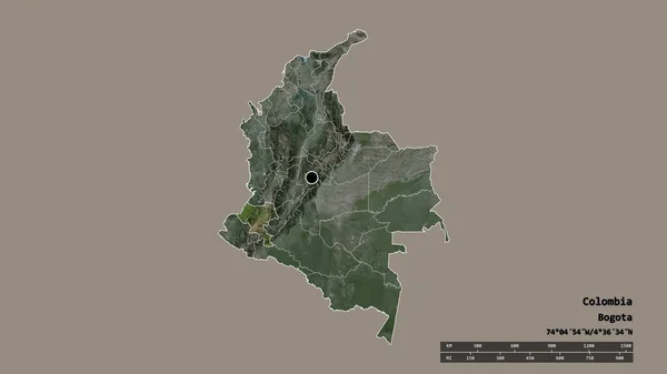 Forma Dessaturada Colômbia Com Sua Capital Principal Divisão Regional Área — Fotografia de Stock