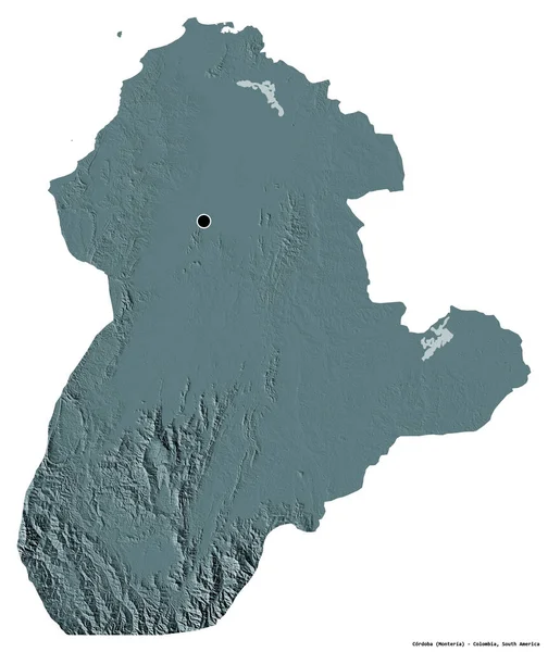 Forme Cordoue Département Colombie Avec Capitale Isolée Sur Fond Blanc — Photo