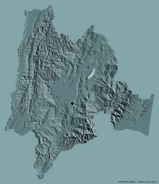 Kształt Cundinamarca Departament Kolumbii Jego Kapitału Izolowane Stałym Tle Koloru — Zdjęcie stockowe