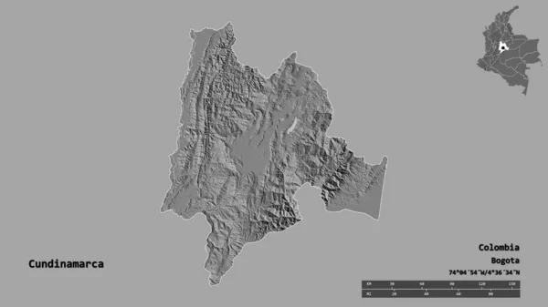 Form Cundinamarca Departementet Colombia Med Dess Huvudstad Isolerad Solid Bakgrund — Stockfoto