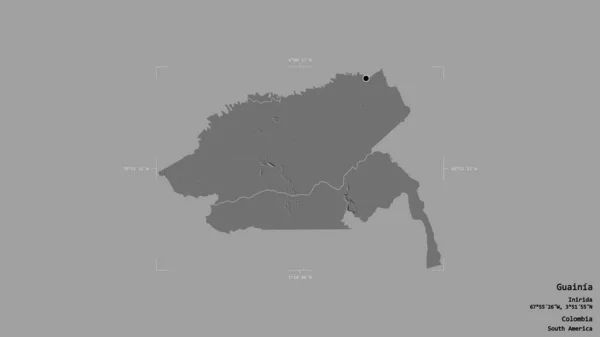 Район Гуайнии Уполномоченный Колумбии Изолирован Твердом Фоне Геометрической Коробке Метки — стоковое фото