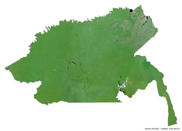 Guainiens Form Colombias Kommisarie Med Huvudstaden Isolerad Vit Bakgrund Satellitbilder — Stockfoto