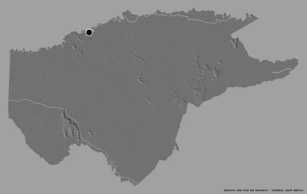 Forma Guaviare Comisaría Colombia Con Capital Aislada Sobre Fondo Color — Foto de Stock
