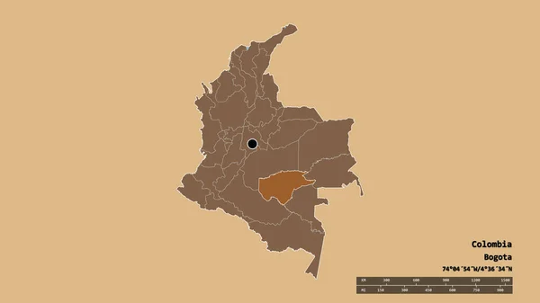Vyprahlý Tvar Kolumbie Hlavním Městem Hlavní Regionální Divizí Oddělenou Oblastí — Stock fotografie