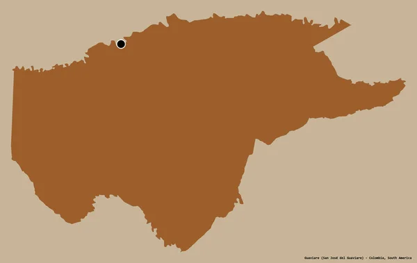 Форма Гуавиаре Уполномоченного Колумбии Своей Столицей Изолированы Прочном Цветном Фоне — стоковое фото