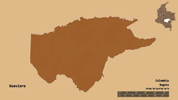 Forma Guaviare Comissionário Colômbia Com Sua Capital Isolada Fundo Sólido — Fotografia de Stock