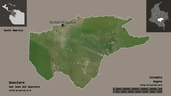 Forma Guaviare Comisaría Colombia Capital Escala Distancia Vistas Previas Etiquetas —  Fotos de Stock