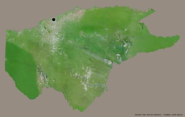 Form Guaviare Commissiary Colombia Med Dess Huvudstad Isolerad Solid Färg — Stockfoto