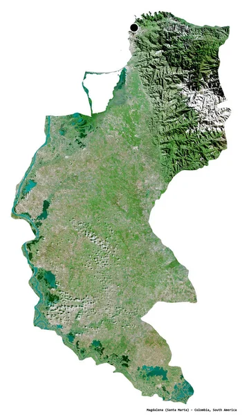 Forma Magdalena Departamento Colombia Con Capital Aislada Sobre Fondo Blanco —  Fotos de Stock