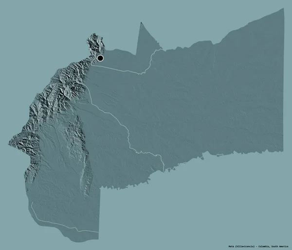 Vorm Van Meta Departement Colombia Met Hoofdstad Geïsoleerd Een Solide — Stockfoto